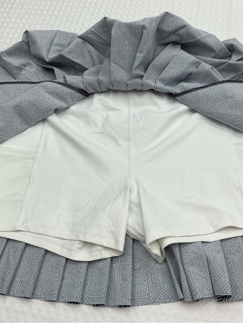 Greyson Navy & White Geometric Pleated Skater Skirt - Picture 10 of 10